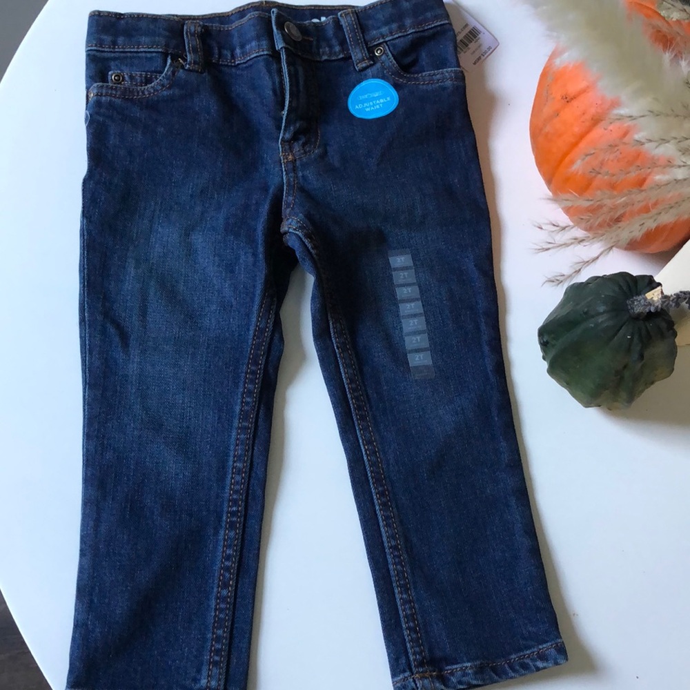 NWT toddler jeans dark blue denim adjustable waist